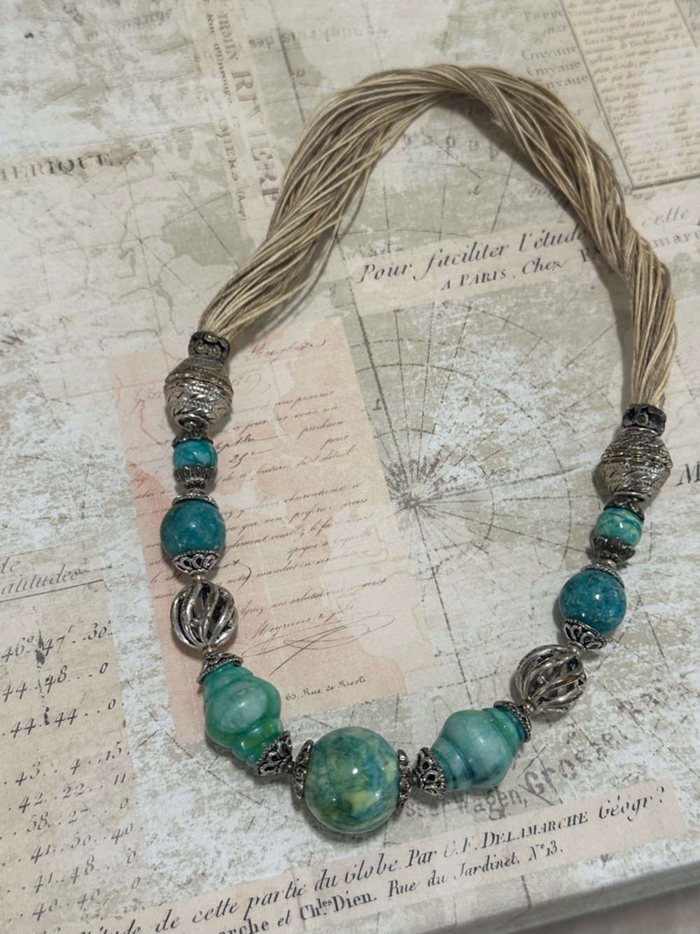 Handmade Turquoise Bead Statement Necklace - Women Jewelry